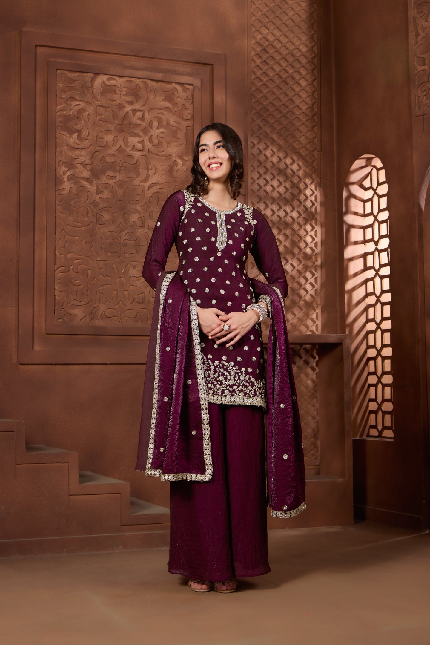 Mehr Maroon Kurtha Set