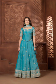 Ziya Teal Lehenga Set
