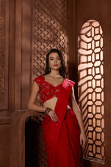 Safiya Red Ready to Wear Saree