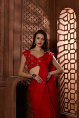 Safiya Red Ready to Wear Saree
