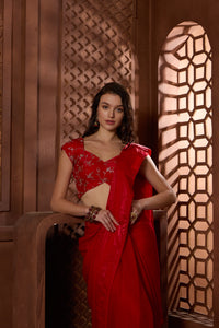Safiya Red Ready to Wear Saree
