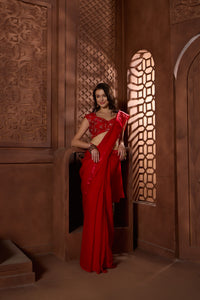 Safiya Red Ready to Wear Saree