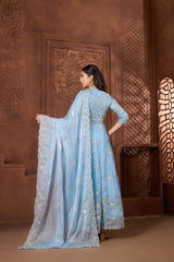 Aasma Blue Anarkali Set