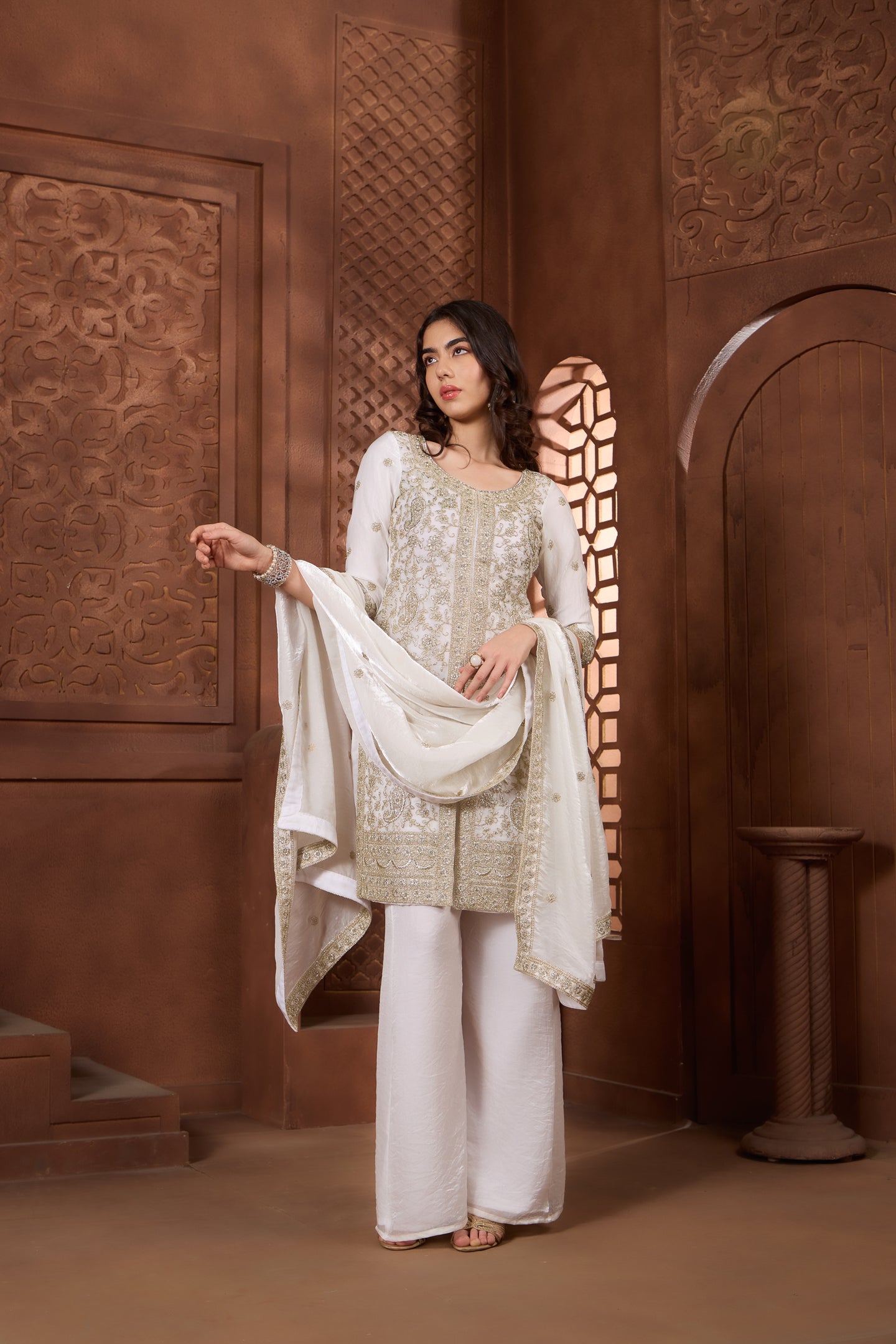 Noor Ivory Kurtha set