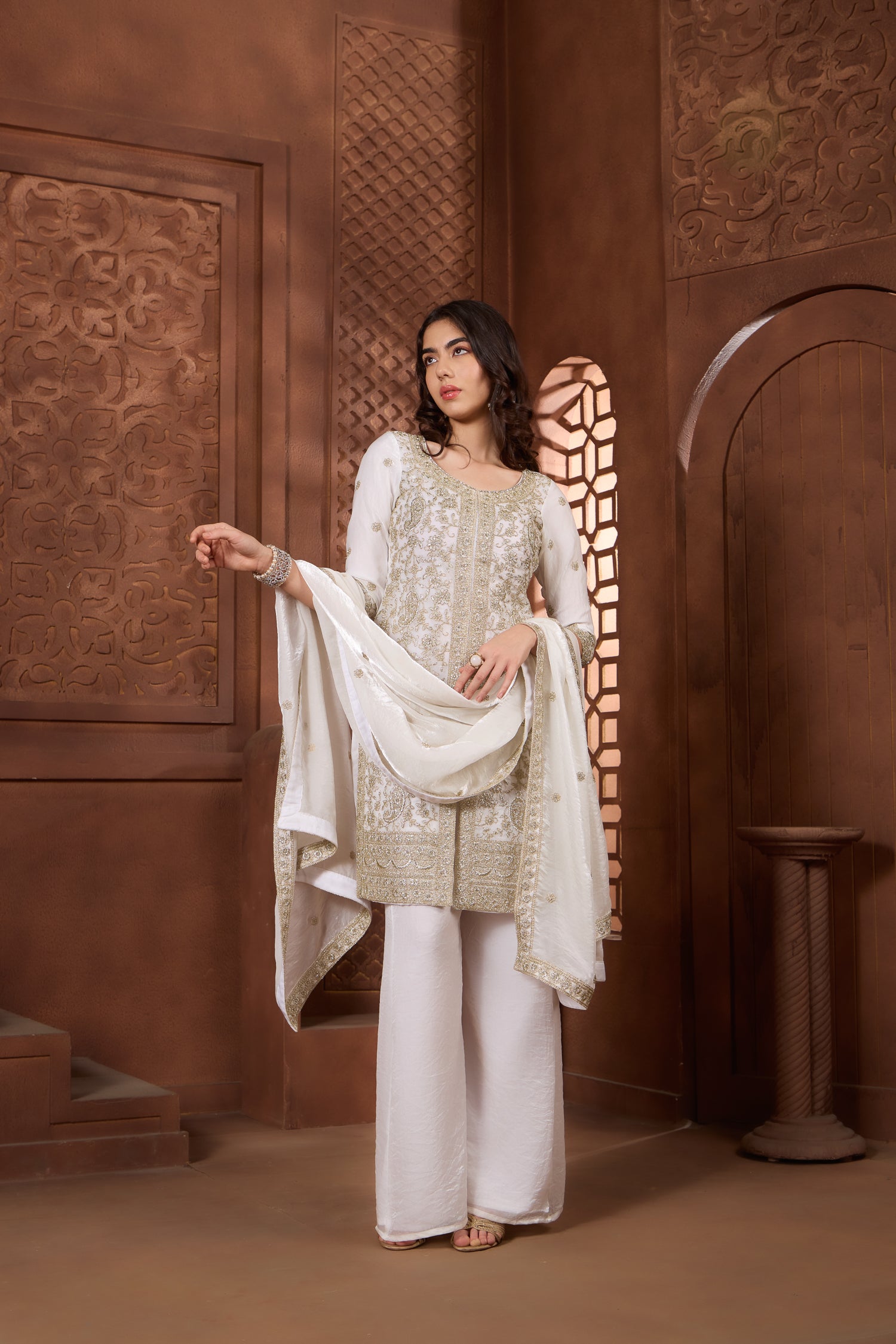 Noor Ivory Kurtha set