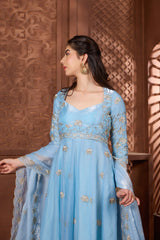 Aasma Blue Anarkali Set