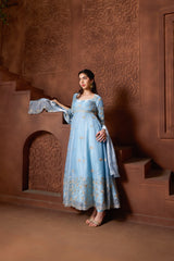 Aasma Blue Anarkali Set