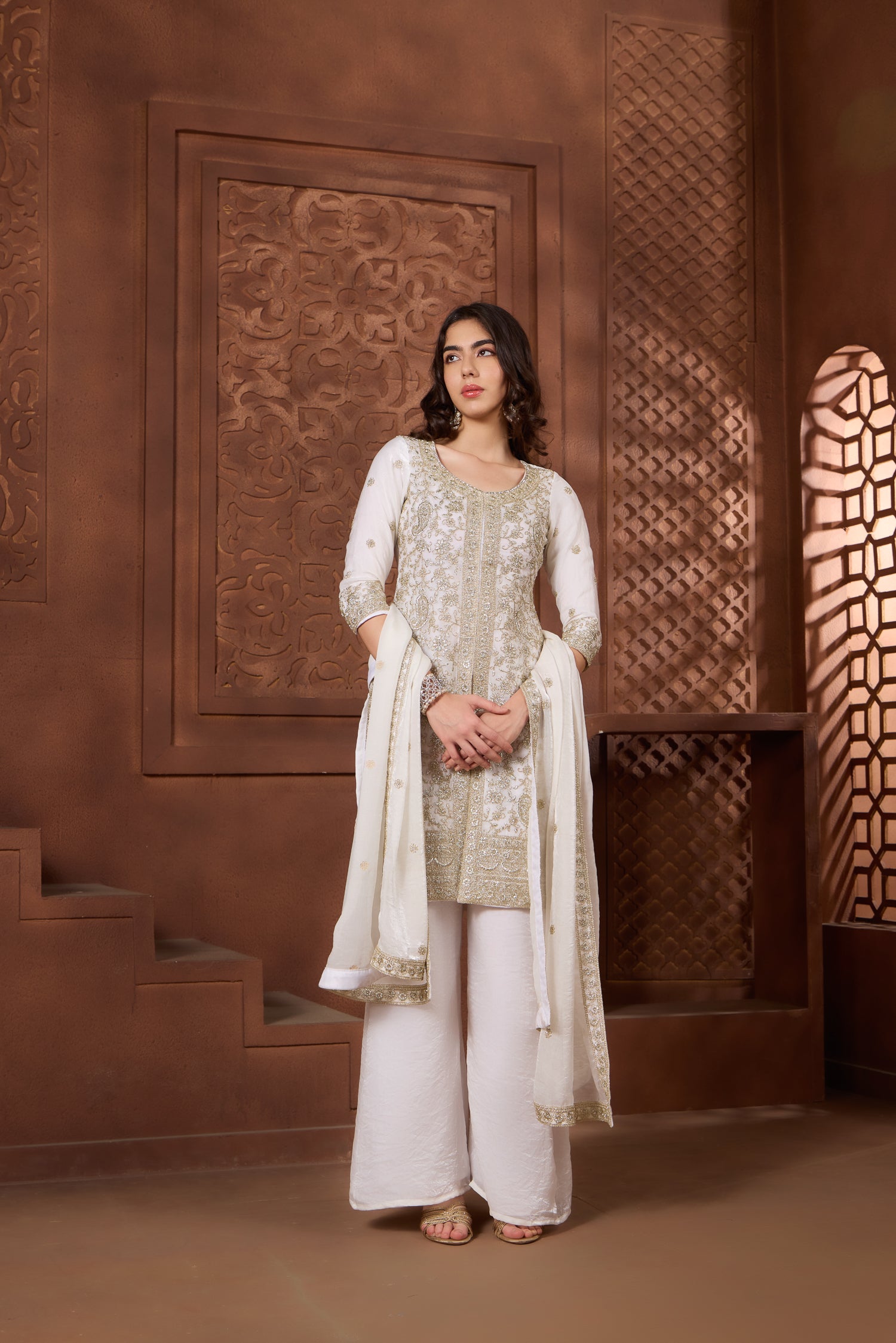 Noor Ivory Kurtha set