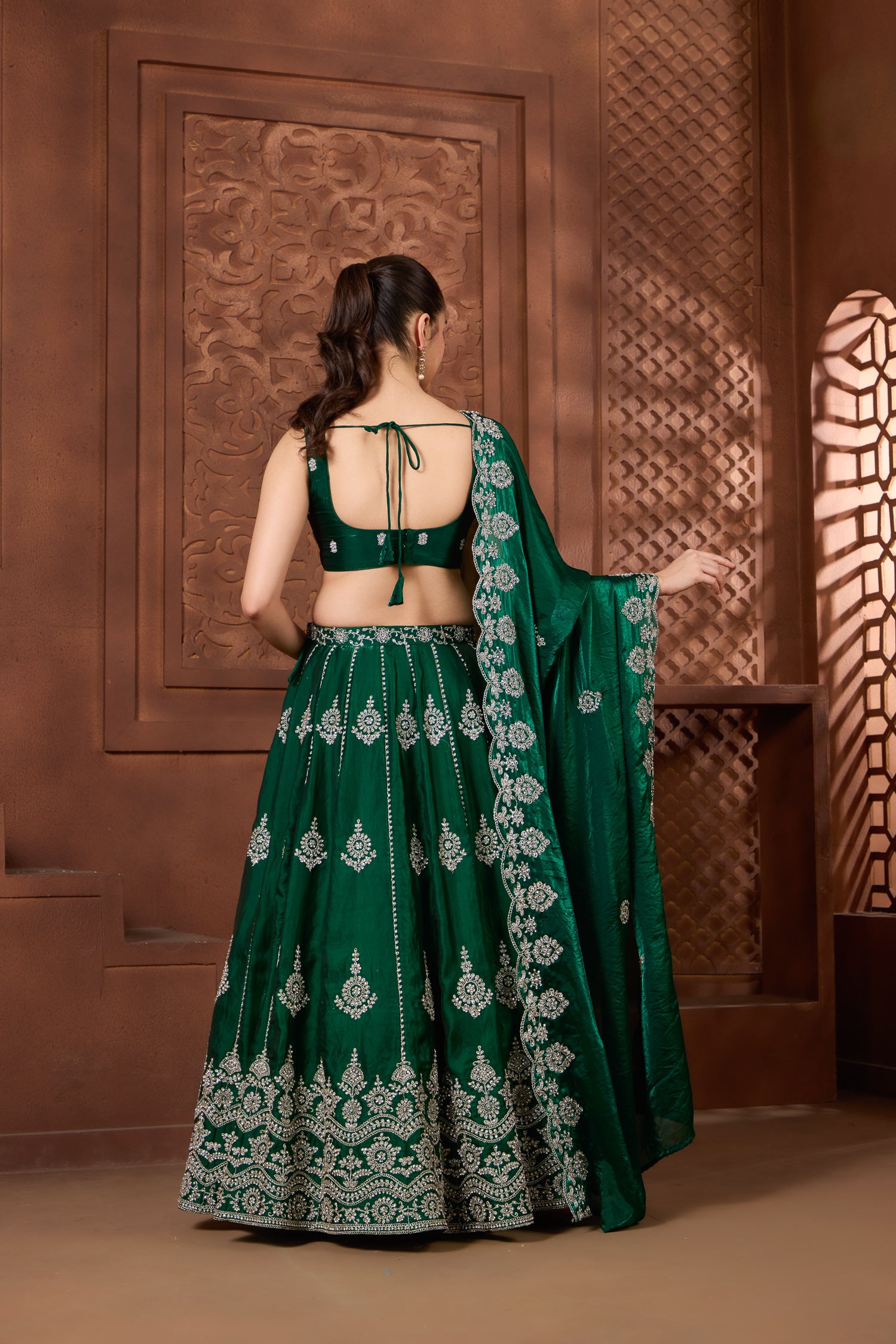 Inara Emerald sleeveless Lehenga Set