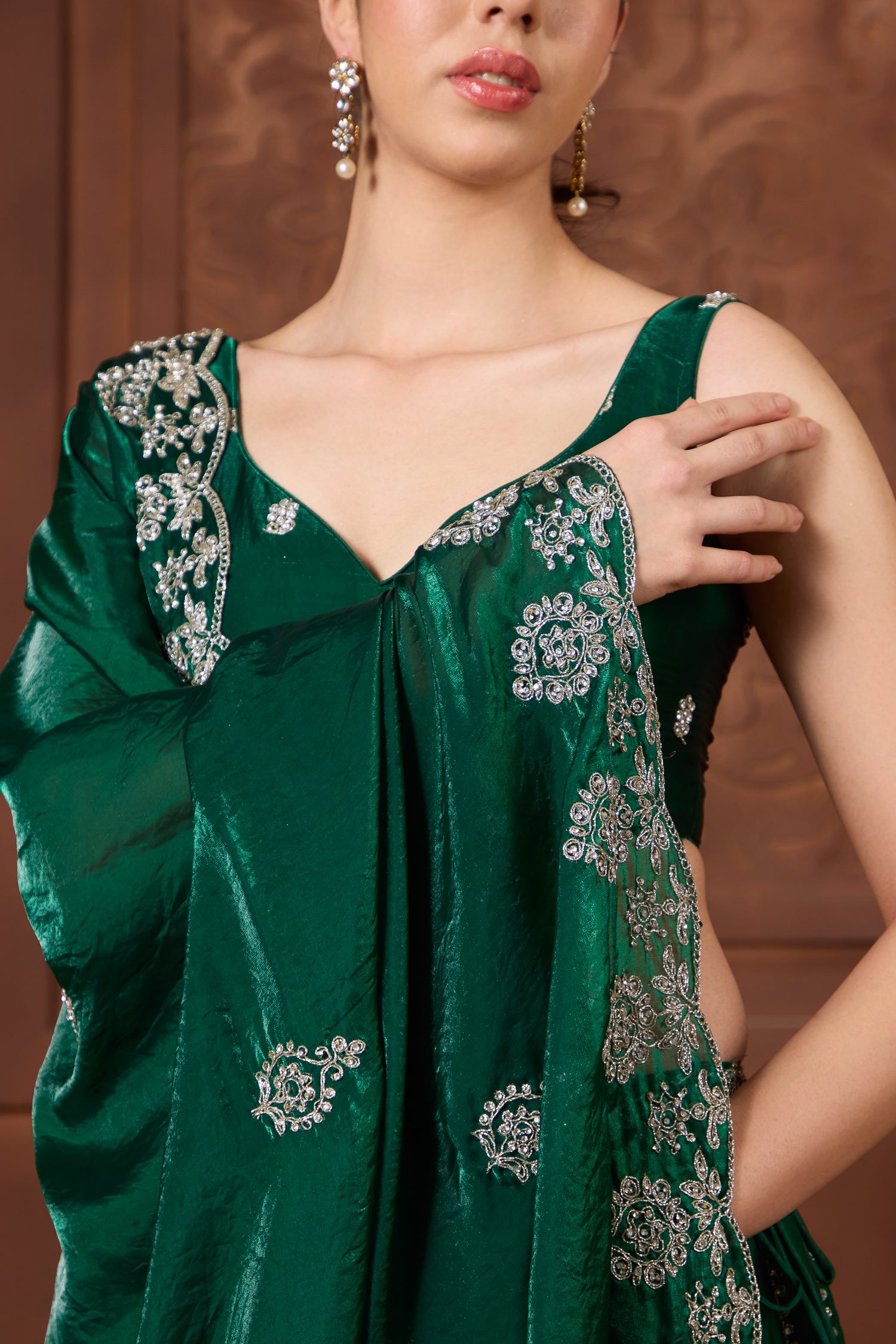 Inara Emerald sleeveless Lehenga Set