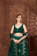 Inara Emerald sleeveless Lehenga Set
