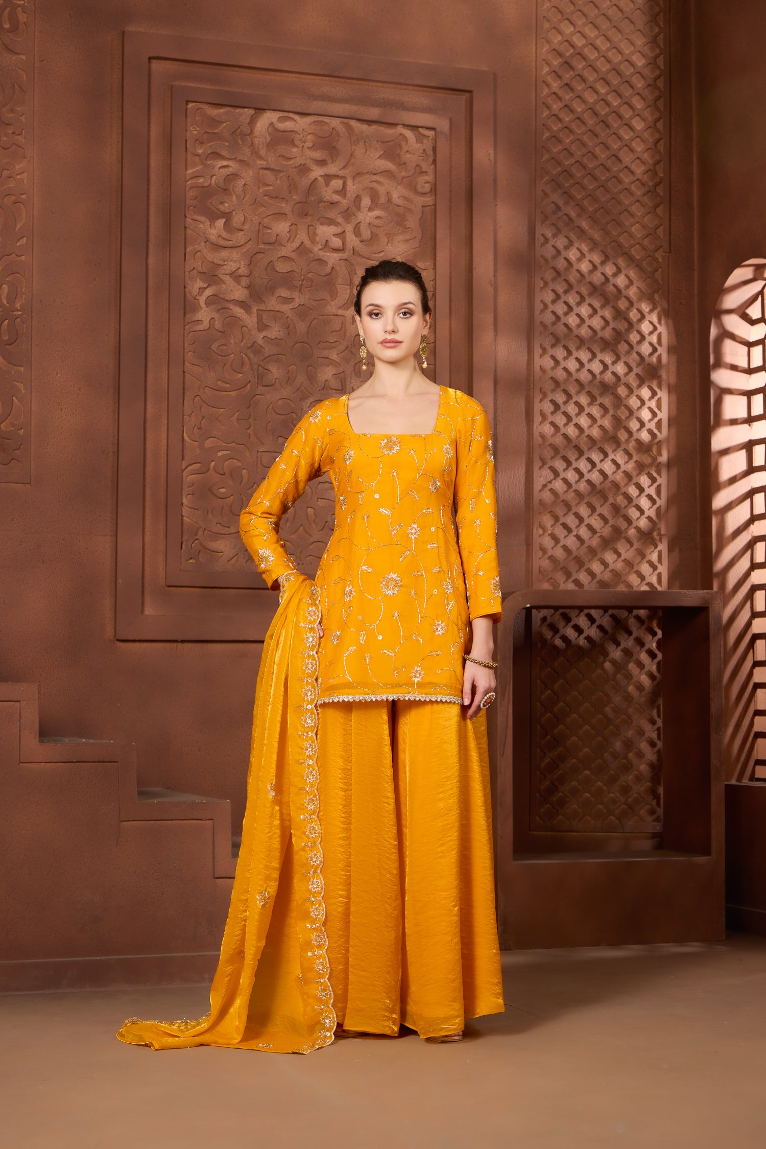 Mustard Kurtha sharara Set