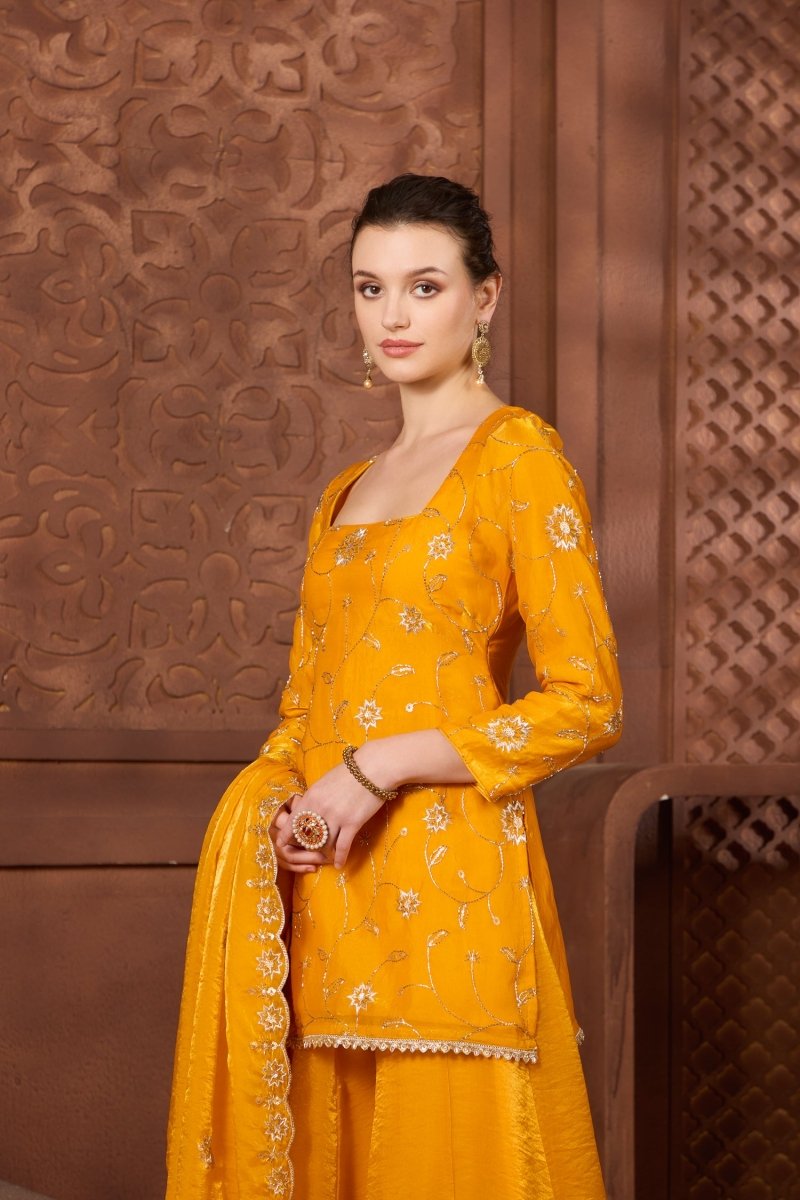 Mustard Kurthi sharara Set - Agapi Sharara Set