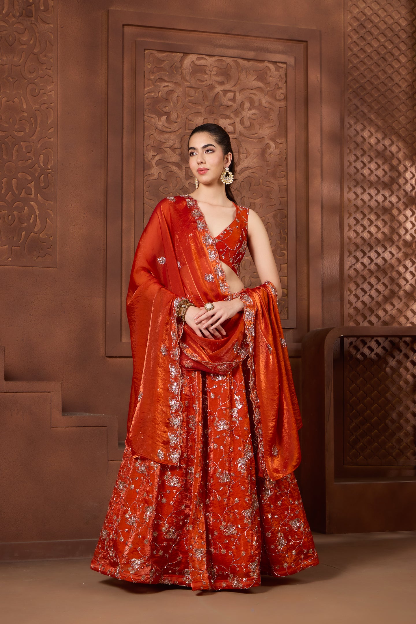 Ayla Burnt Orange Lehenga Set