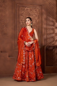 Ayla Burnt Orange Lehenga Set