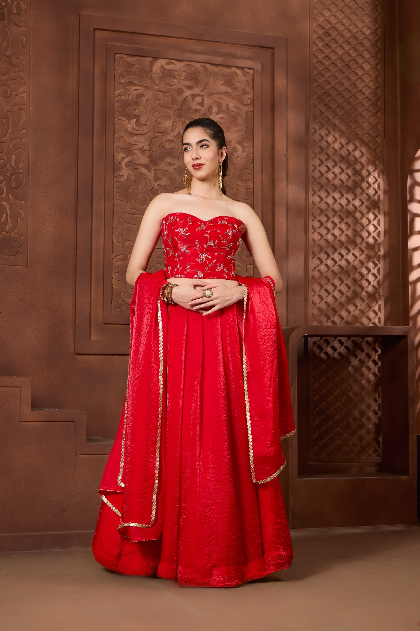 Safiya Red Corset Lehenga Set