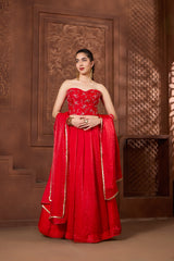 Safiya Red Corset Lehenga Set