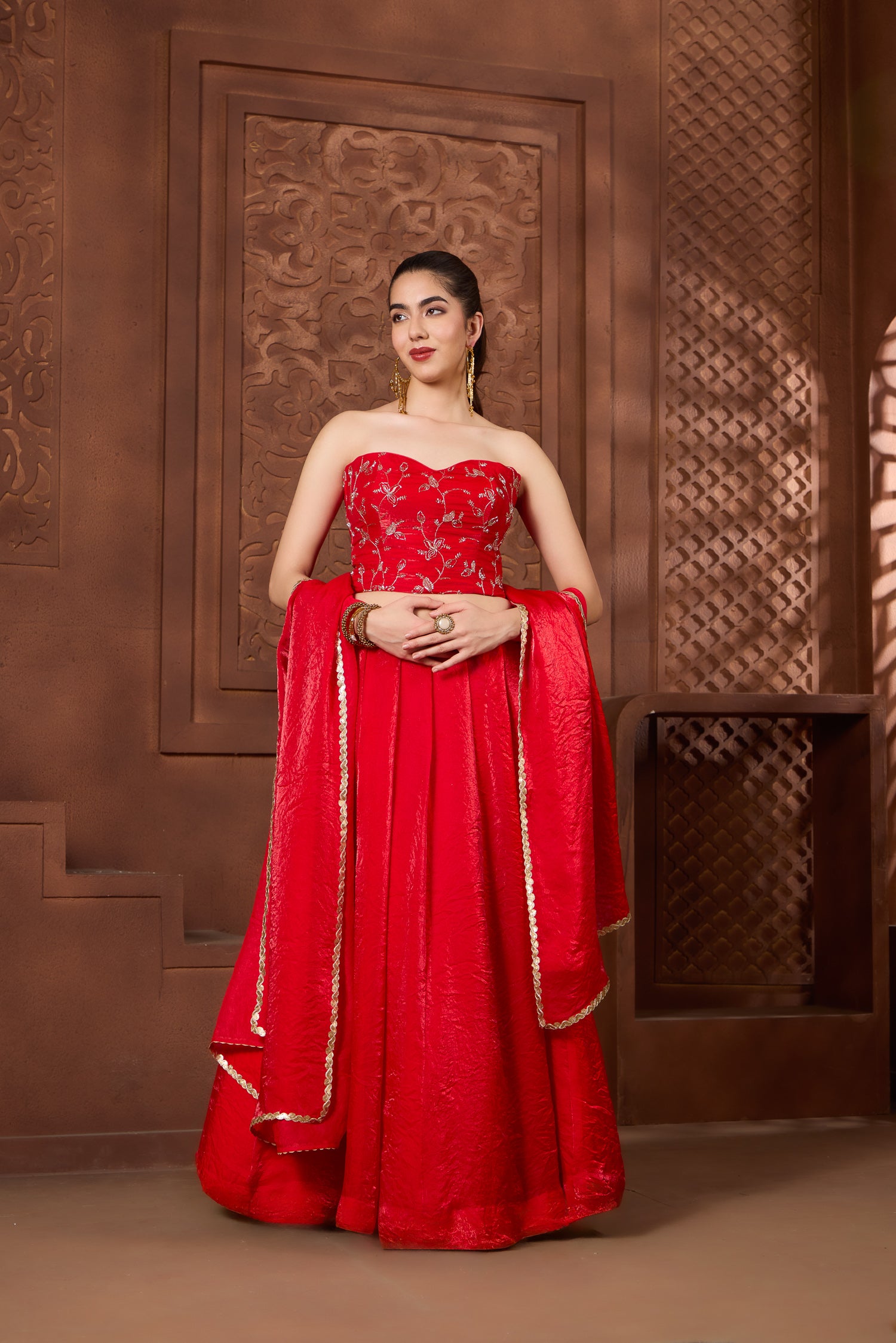 Safiya Red Corset Lehenga Set