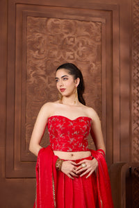 Safiya Red Corset Lehenga Set