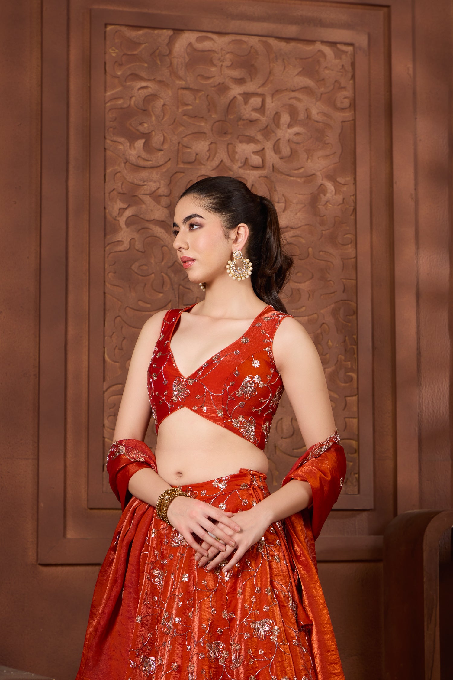 Ayla Burnt Orange Lehenga Set