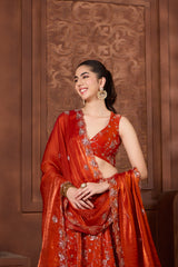Ayla Burnt Orange Lehenga Set
