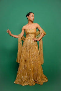 GOLDEN CORSET SEQUIN LEHENGA