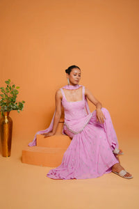 Lavender Hand Work Gharara Set