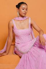 Lavender Hand Work Gharara Set