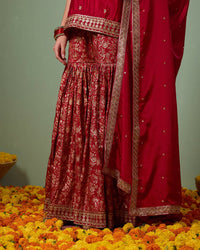 Gulnaar Red Gharara Suit - AgapiGharara Set