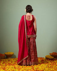 Gulnaar Red Gharara Suit - AgapiGharara Set