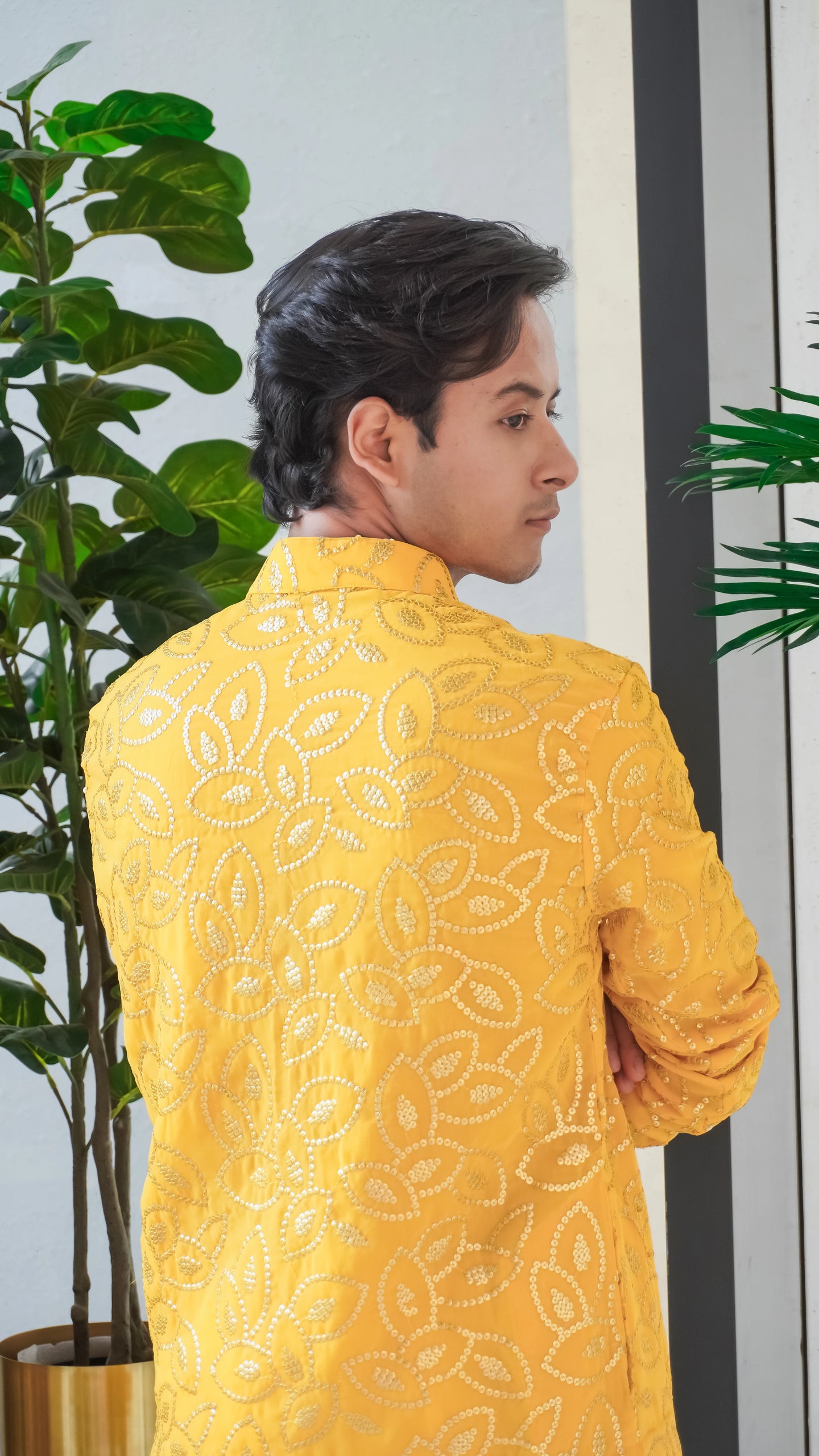 Yellow Kurtha for men