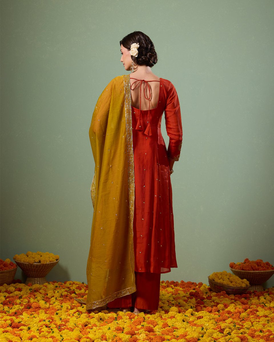 Kesar Orange Anarkali Suit - AgapiAnarkali