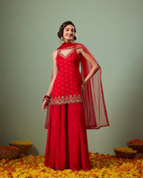 Reet Red Sharara Suit - AgapiSharara Set