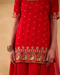 Bright Red Gharara Suit - AgapiGharara Set