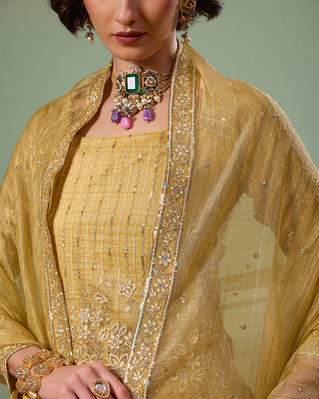 Suvarna  Gold Sharara Suit