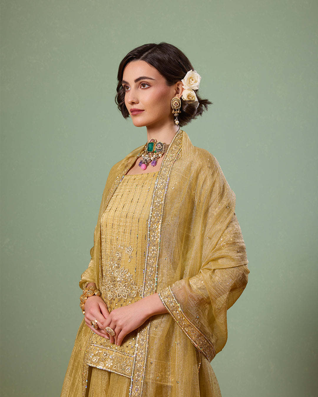 Suvarna  Gold Sharara Suit