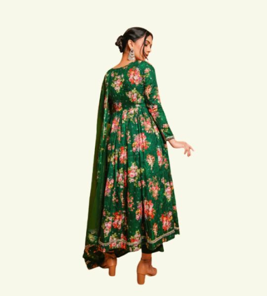 GREEN MIRROR WORK ANARKALI