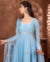 Aasma Blue Anarkali Set for Festive & Wedding Wear - Agapi