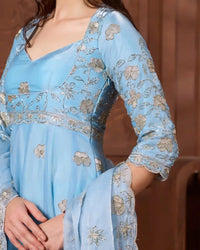 Aasma Blue Anarkali Set for Festive & Wedding Wear - Agapi