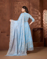 Aasma Blue Anarkali Set for Festive & Wedding Wear - Agapi