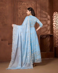 Aasma Blue Anarkali Set for Festive & Wedding Wear - Agapi