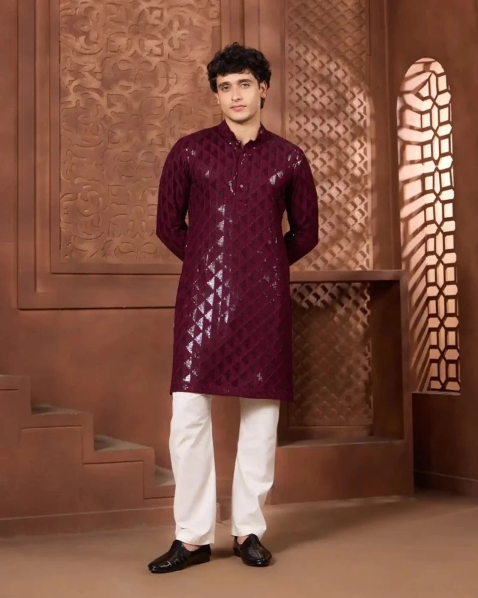Aman Embroidered Festive Kurta Set for Men - AgapiMen's Kurthi