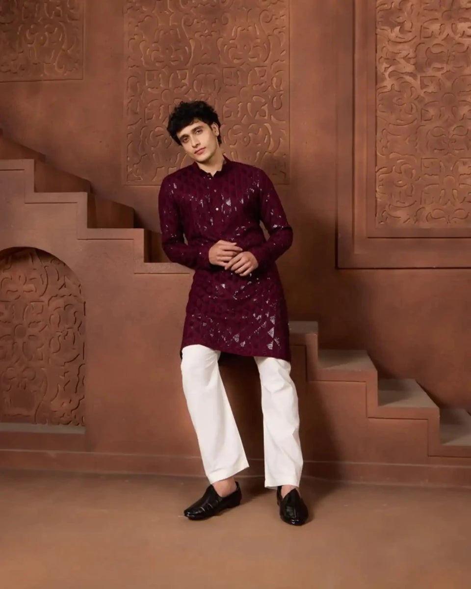 Aman Embroidered Festive Kurta Set for Men - AgapiMen's Kurthi