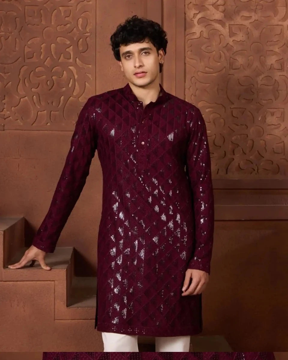 Aman Embroidered Festive Kurta Set for Men - AgapiMen's Kurthi