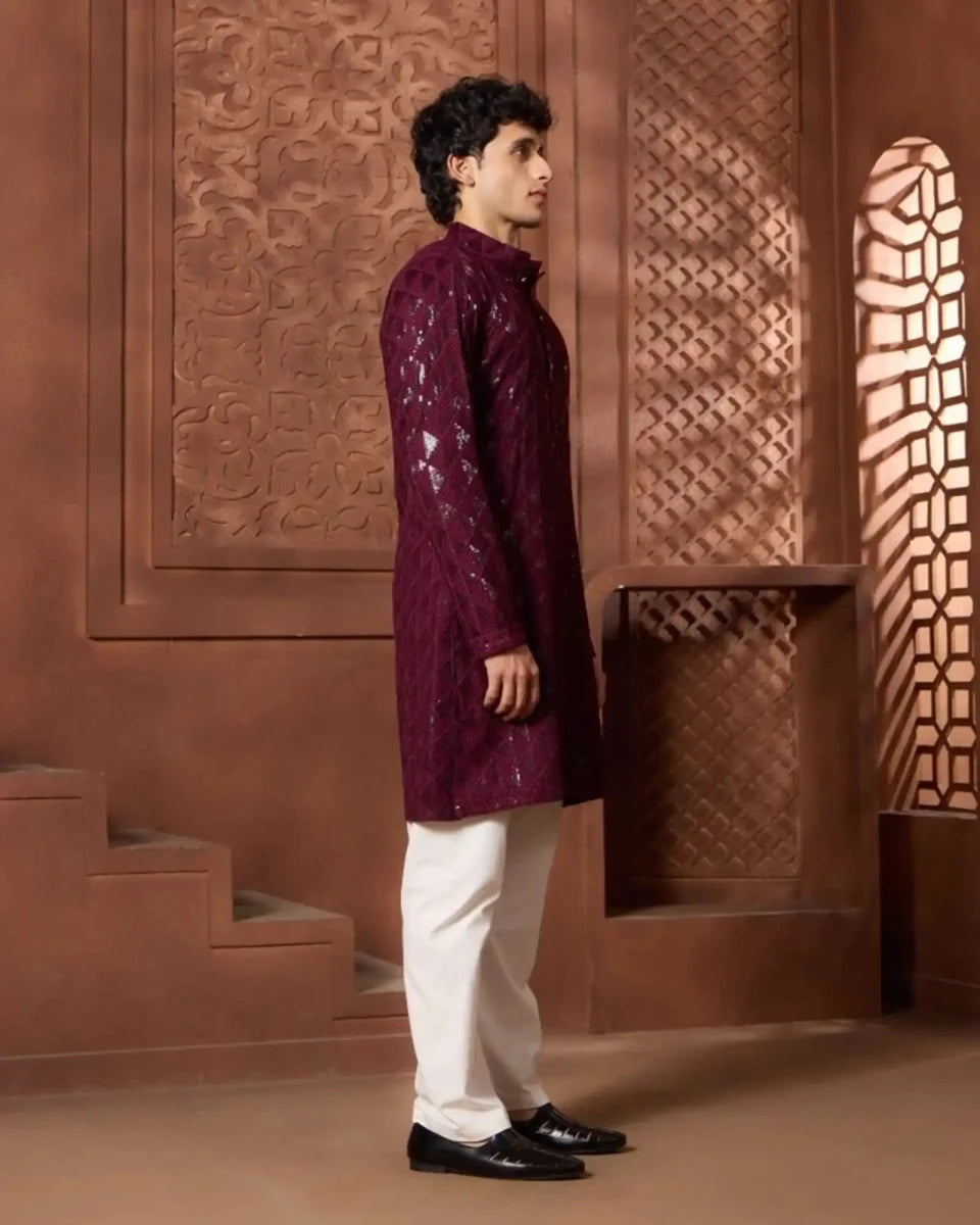 Aman Embroidered Festive Kurta Set for Men - AgapiMen's Kurthi