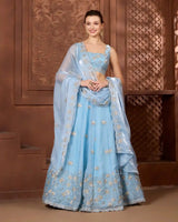 Asma Blue Lehenga Set for Wedding & Festive Occasion Wear - AgapiLehengas