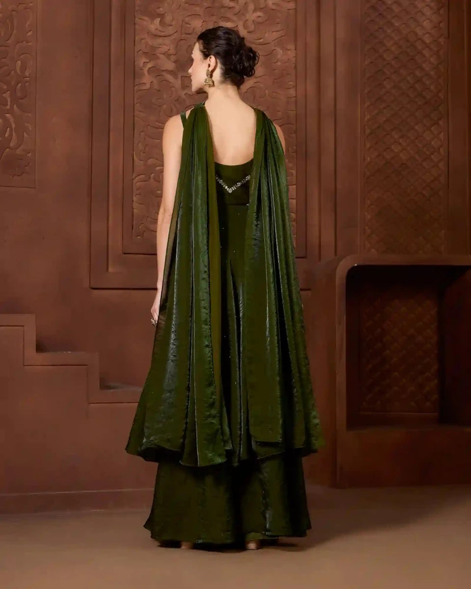 Ayat Emerald Anarkali Sharara Set - AgapiAnarkali