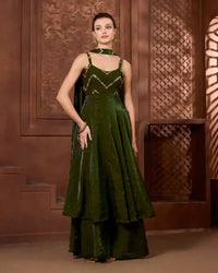 Ayat Emerald Anarkali Sharara Set - AgapiAnarkali