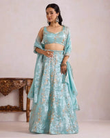 Blue Zari Lehenga for Wedding & Festive Occasion Wear - AgapiLehengas