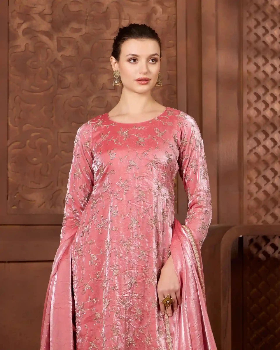 Blush Rose Kurti Set for Festive & Ethnic Occasion Wear - AgapiSharara Set